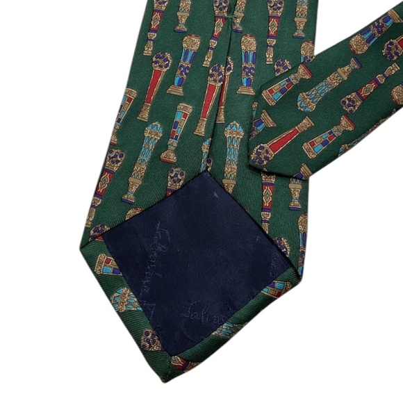 SALVATORE FERRAGAMO Green Art Silk LUXURY Tie ITALY - Picture 4 of 4